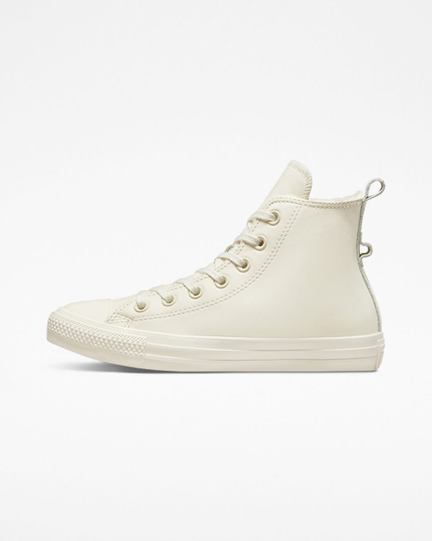 Women's Converse Chuck Taylor All Star Lined Leather High Top Shoes Beige | AU 189E5I